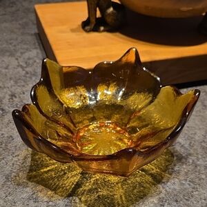 Golden Amber Glass Art Bowl